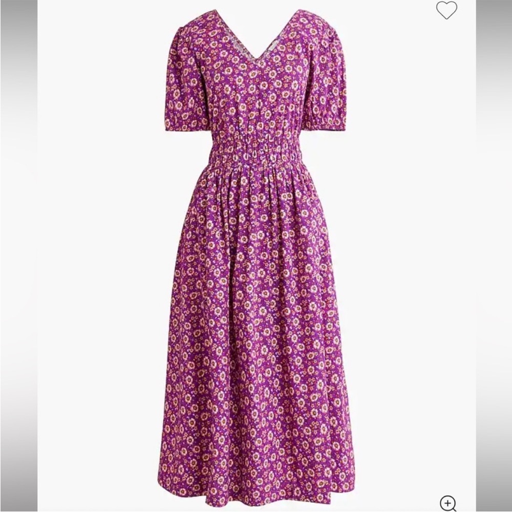 J. Crew Purple Floral Midi Dress